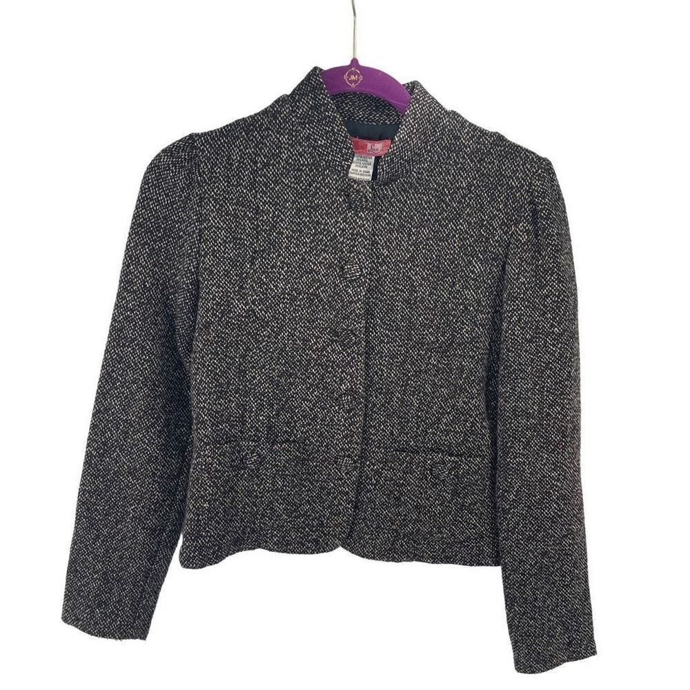 Lux Women's High Neck Collar Tweed Office Jacket Blazer Multicolor Size Small